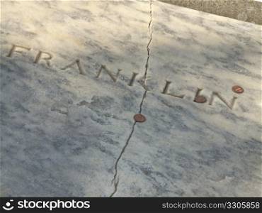 grave of Franklin at an old cemetery in Philadelphia