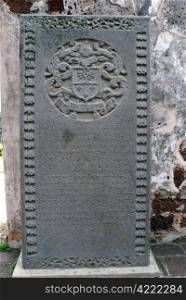 Grave stone in the church of Saint Paul, Melaka, Malaysia