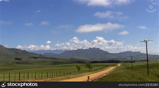 Gravel road on the foothills of the Drakensberg South Africa