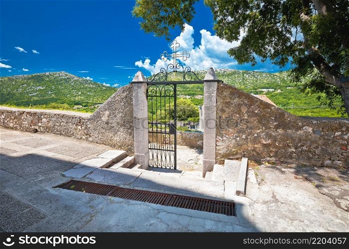 Graveyard gate from 1885 AD in historic town of Bribir in Vinodol valley, Kvarner region of Croatia