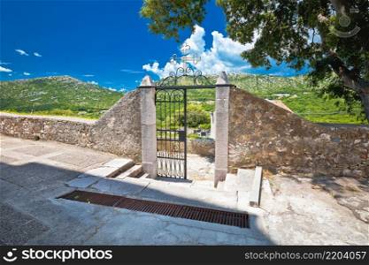 Graveyard gate from 1885 AD in historic town of Bribir in Vinodol valley, Kvarner region of Croatia