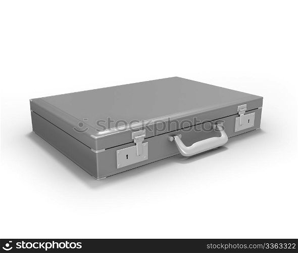 Gray briefcase isolated on white background
