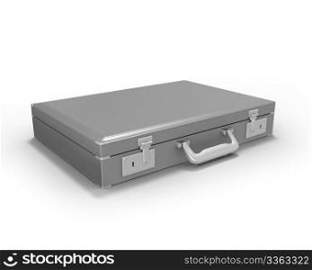 Gray briefcase isolated on white background