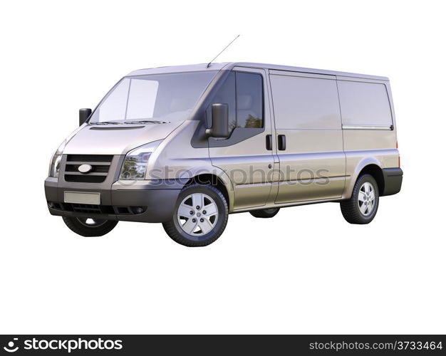 Gray commercial delivery van isolated on a white background