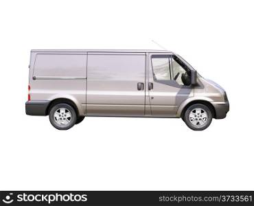 Gray commercial delivery van isolated on a white background