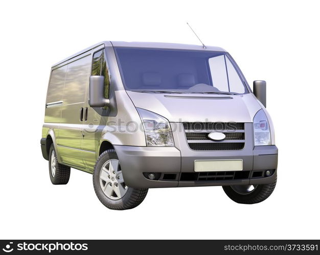 Gray commercial delivery van isolated on a white background