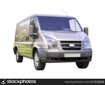 Gray commercial delivery van isolated on a white background