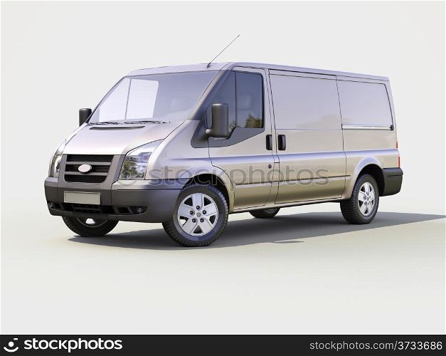 Gray commercial delivery van on light background