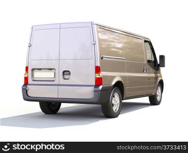 Gray commercial delivery van on white background