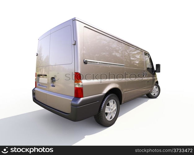 Gray commercial delivery van on white background