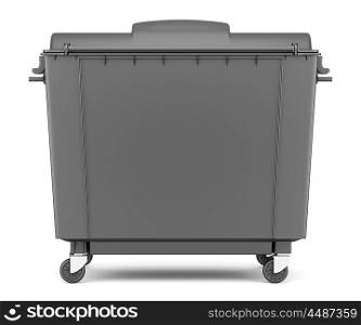 gray garbage container isolated on white background. 3d illustration