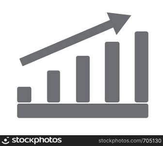 gray growing graph on white background. gray growing graph sign. flat style design.