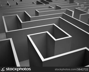 Gray labyrinth wall , endless maze 3d illustration
