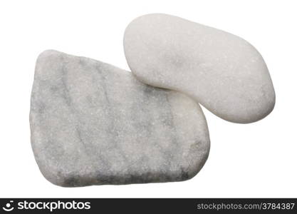 Gray marble pieces, isolated on white background