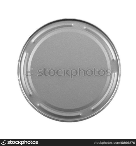 Gray metal closed pot cut out on white background. View from above
