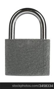 gray metallic padlock, cut out from white