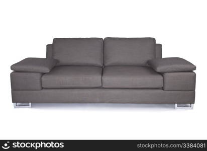 Gray modern couch on white background