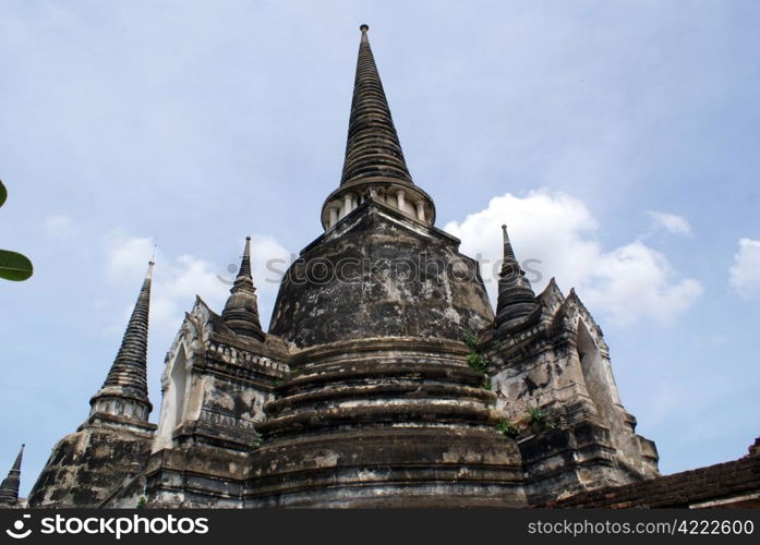 Gray pagoda in at Phra Si Sanphet in Ayuthay, Thailand