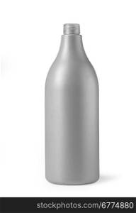 gray plastic bottle isolated on white with clipping path