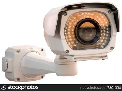 Gray security camera isolated with clipping path