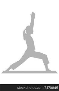 Gray Silhouette Of A Woman Posing On A Yoga Mat