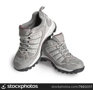 gray Sport running shoes isolated on white background