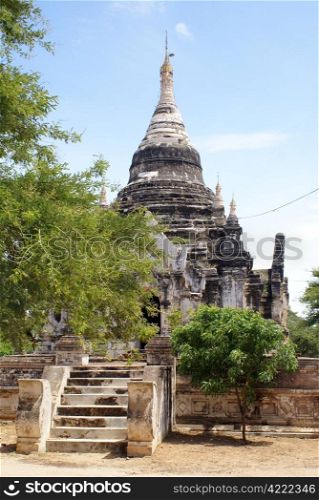 Gray stupa in Bagan, Myanmar, Burma