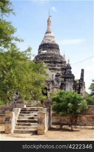 Gray stupa in Bagan, Myanmar, Burma