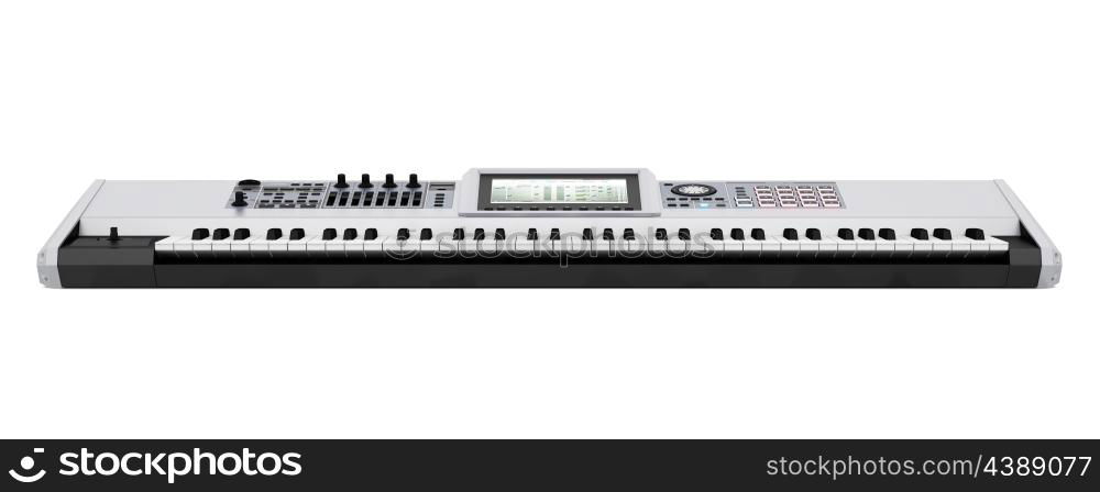 gray synthesizer isolated on white background