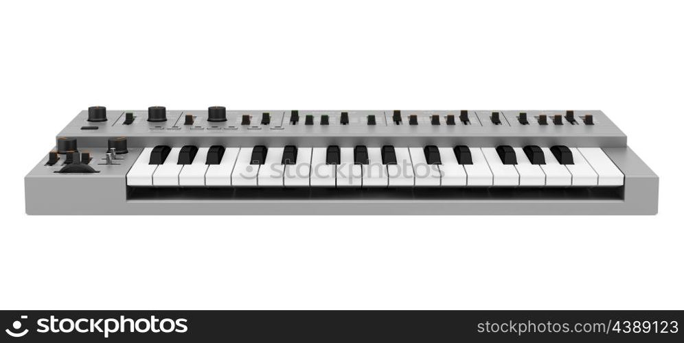 gray synthesizer isolated on white background