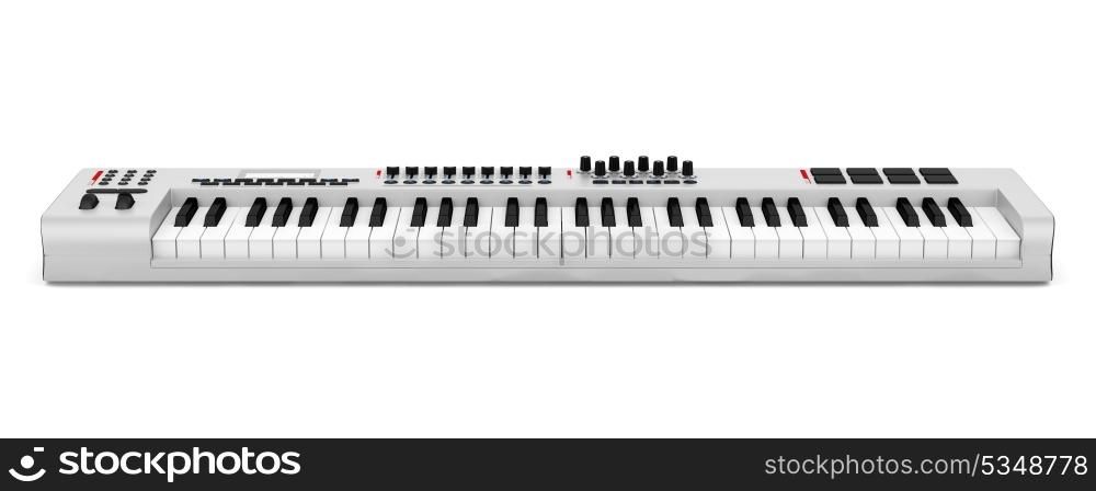 gray synthesizer isolated on white background