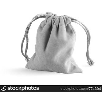 gray velvet bag isolated on white background