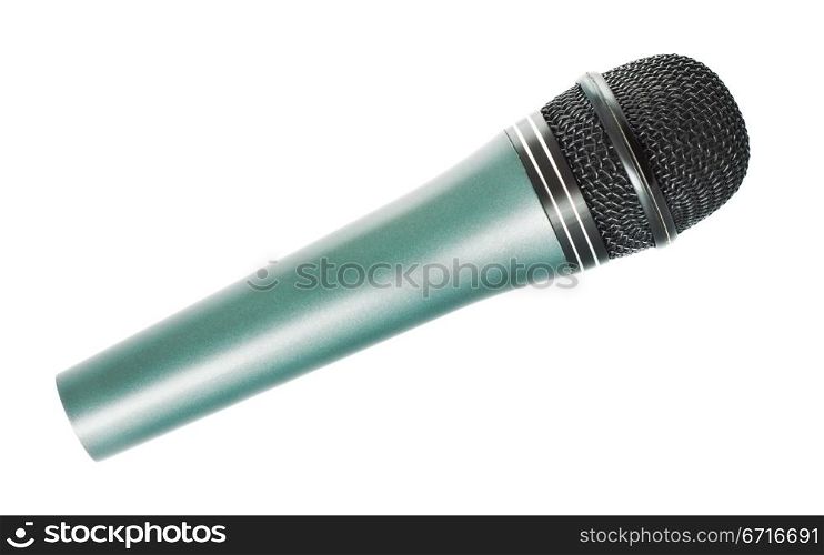 gray vocal microphone isolated on white background