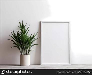 Gray wall with white signboard mockup and some greens and copy space background. Gray wall with white signboard mockup and some greens and copy space background.