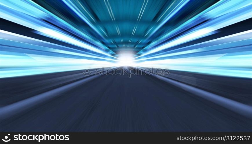 Greased light on high-speed highway of night city
