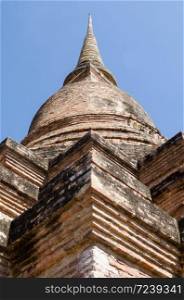 great ancient stupa at wat mahathat, Sukhothai, Thailand