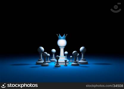 Great authority. Leader. Chess composition. Available in high-resolution and several sizes to fit the needs of your project. Background layout with free text space. 3D illustration render