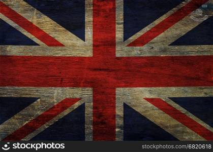 Great britain flag on old wood background