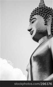 Great Buddha Statue, Buriram, Thailand, Black and white with copy space