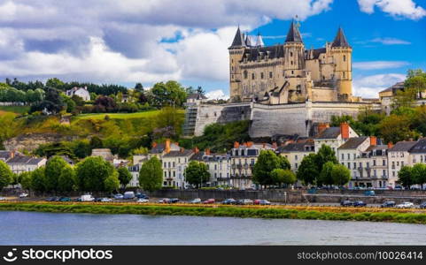 great castles of Loire Valley - Saumur town . France travel and landmarks