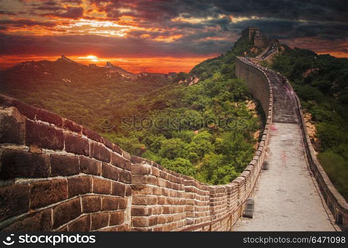 great Chinese wall in the mountains near Beijing. great Chinese wall