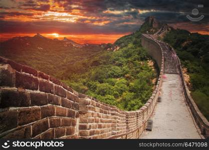great Chinese wall in the mountains near Beijing. great Chinese wall