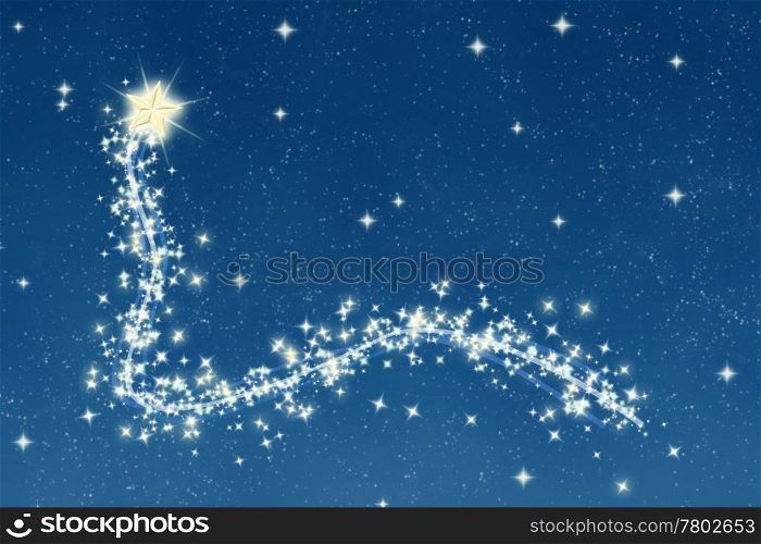 great christmas wishing star and trail at night