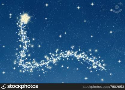 great christmas wishing star and trail at night