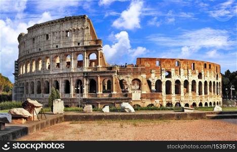 Great Colosseum or Coliseum- Flavian Amphitheatre. landmarks of Rome, Italy. Great Colosseum amphitheatre, Rome Italy