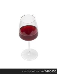 Great full glass of red wine isolated on white background