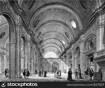 Great Hall of Lost Steps of the Palace, built from 1615 to 1622, vintage engraved illustration. Magasin Pittoresque 1845.