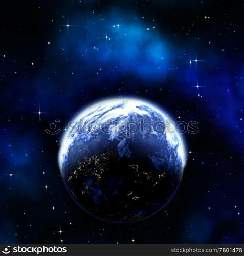 great illustration of earth like planet in space