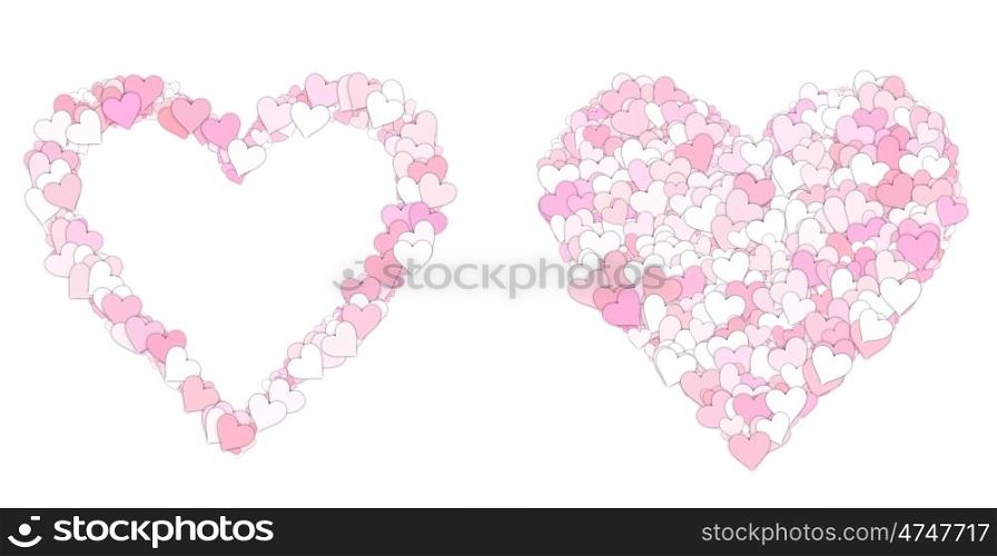 great illustration of pink and white love heart symbols