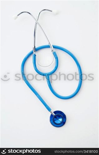 great image of a blue stethoscope on white